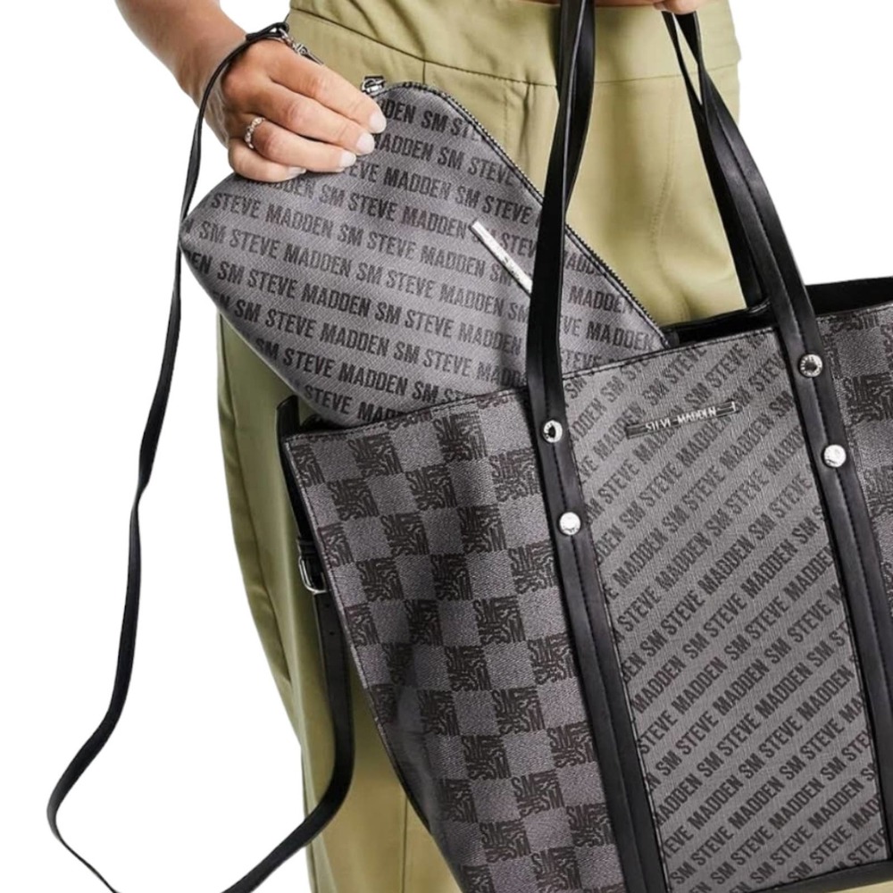NWT Steve Madden Gray and Black TERESA Tote